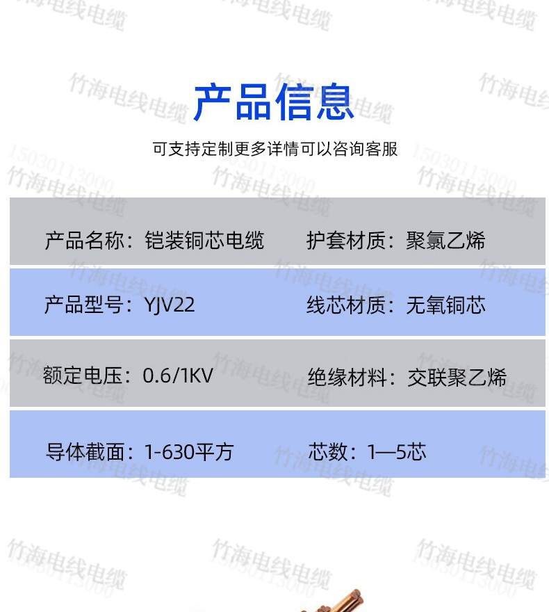 YJV22銅芯鎧裝電力電纜